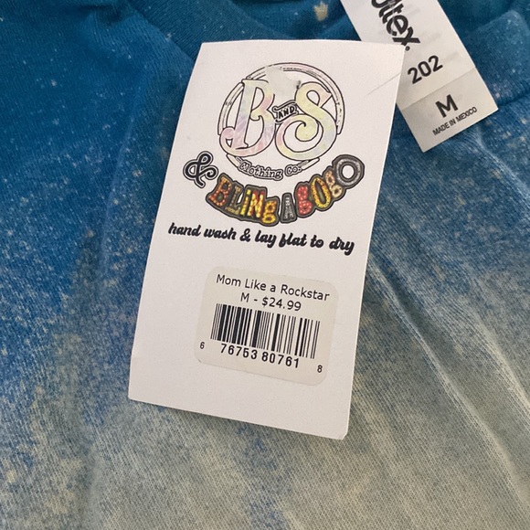 Blue mom like a rockstar medium T-shirt - Picture 2 of 4